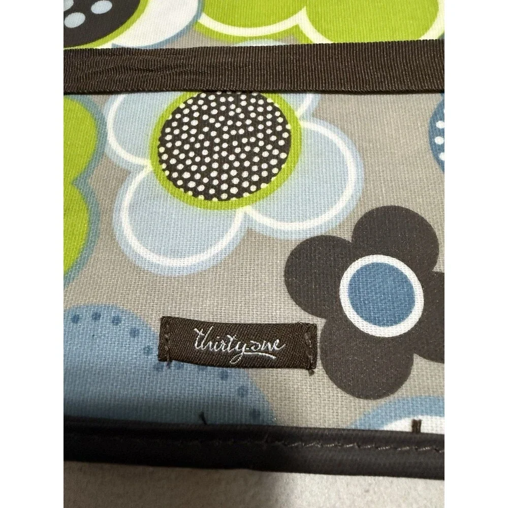 Thirty-One Fold & Go Organizer Floral Notepad Portfolio Blue Green Brown